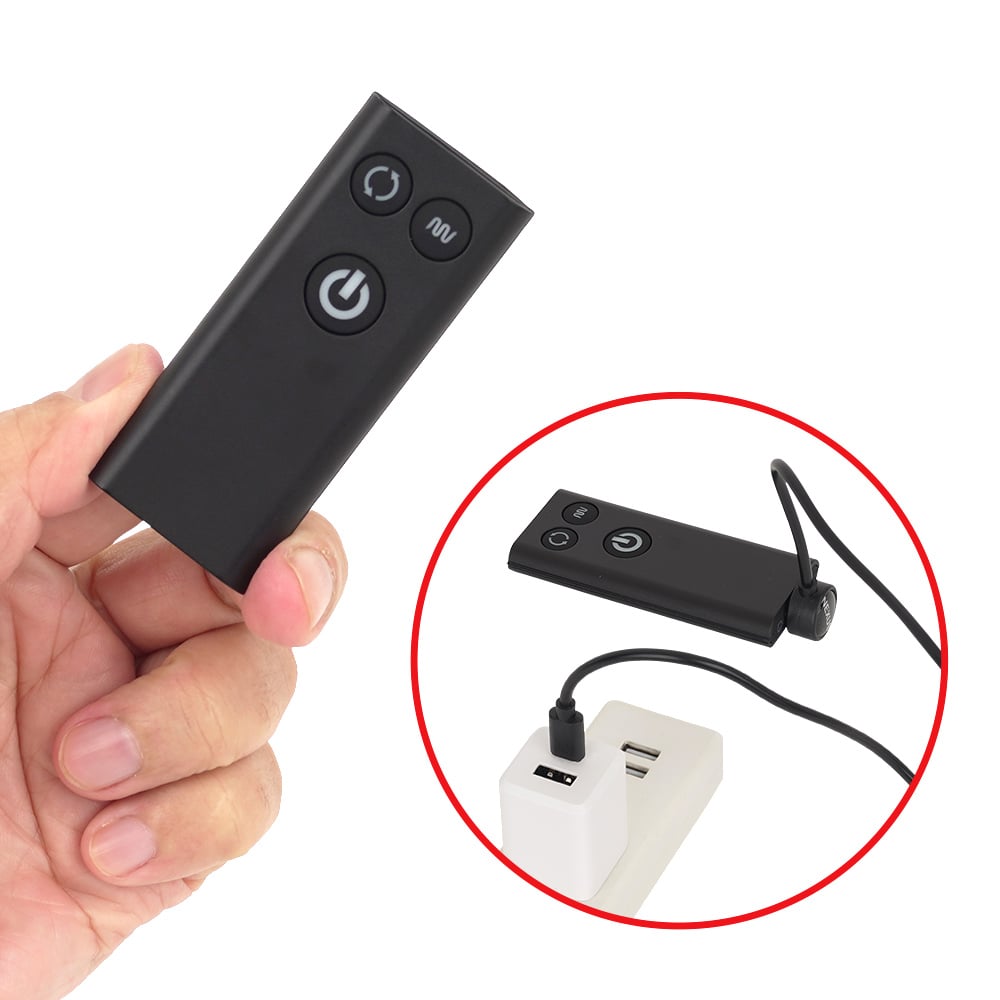 リモコンも防水＆USB充電仕様。スペックもフル充電まで約１時間、連続稼働は約100時間と変わっていません。